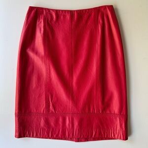 Vintage 1990s Dana Buchman Red Lambskin Leather Skirt Size 8
